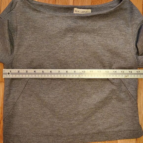 MM Lafleur (Early) Elegant Structured Grey Boatneck Top, RARE Early Item! Sz M - Picture 7 of 9